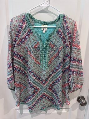 Fig and Flower Boho Printed Top Size Medium